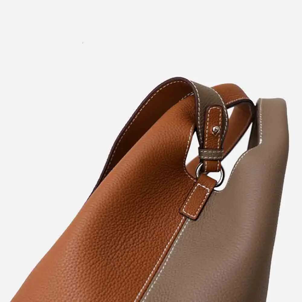 Patchwork Style Women Bucket Lychee Texture Cowhide Designer Bag High Grade Ladies Handbag New Winter