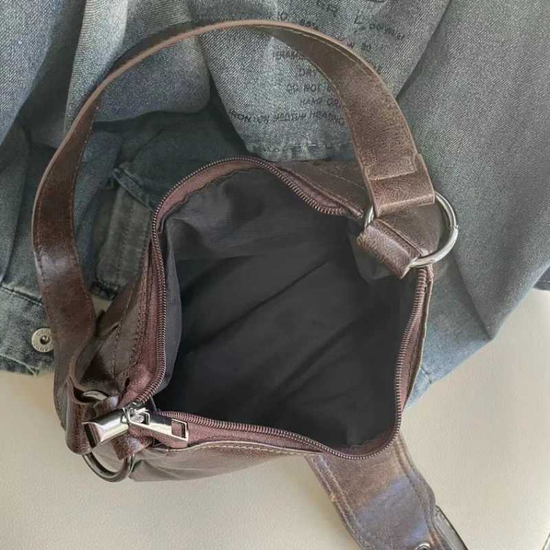 2025 Spring Hot Selling Maillard Style Small Bag Spicy Girl Y2K Wasteland Style Vintage Leather Shoder Armpit Bag Y250318