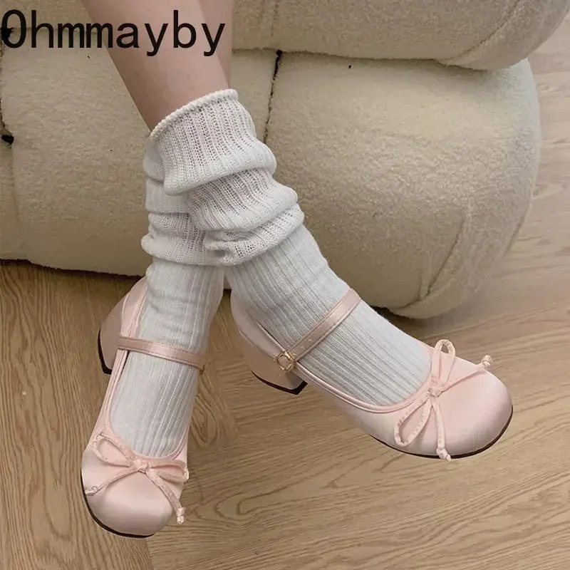 2025 Spring Autumn Mary Jane Shoes Fashion Shallow Round Toe Mid Heel Shoes Ladies Elegant Outdoor Single Pumps Shoes 250318