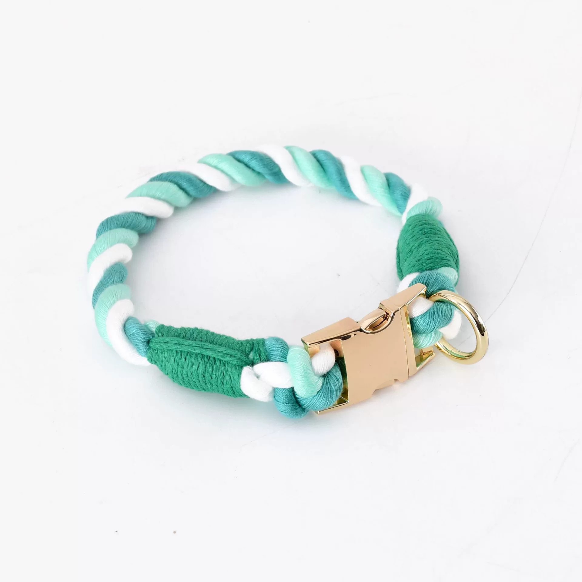 Hand woven colorful cotton rope pet collar, leash, medium to large dog