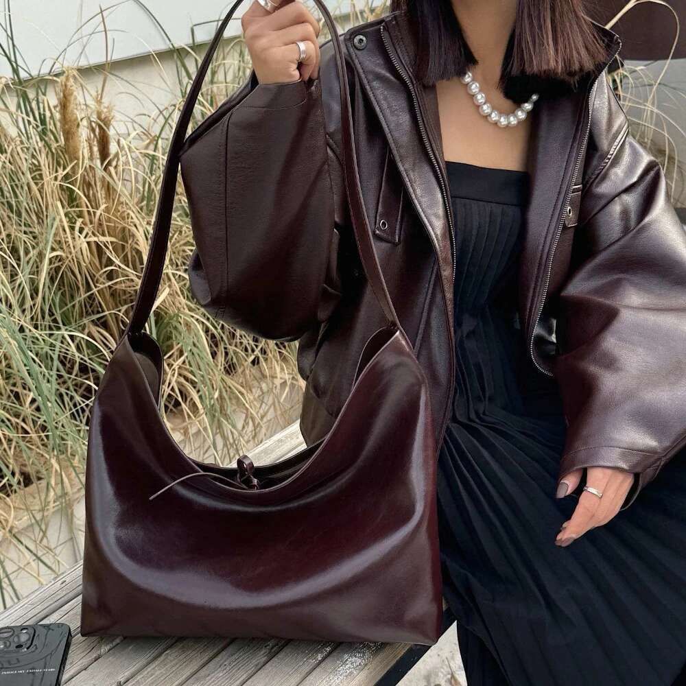 New Fashion Minimalism Women Messenger Bags Crossbody Handbag Large Capacity Satchel Roomy Daily Tote Black