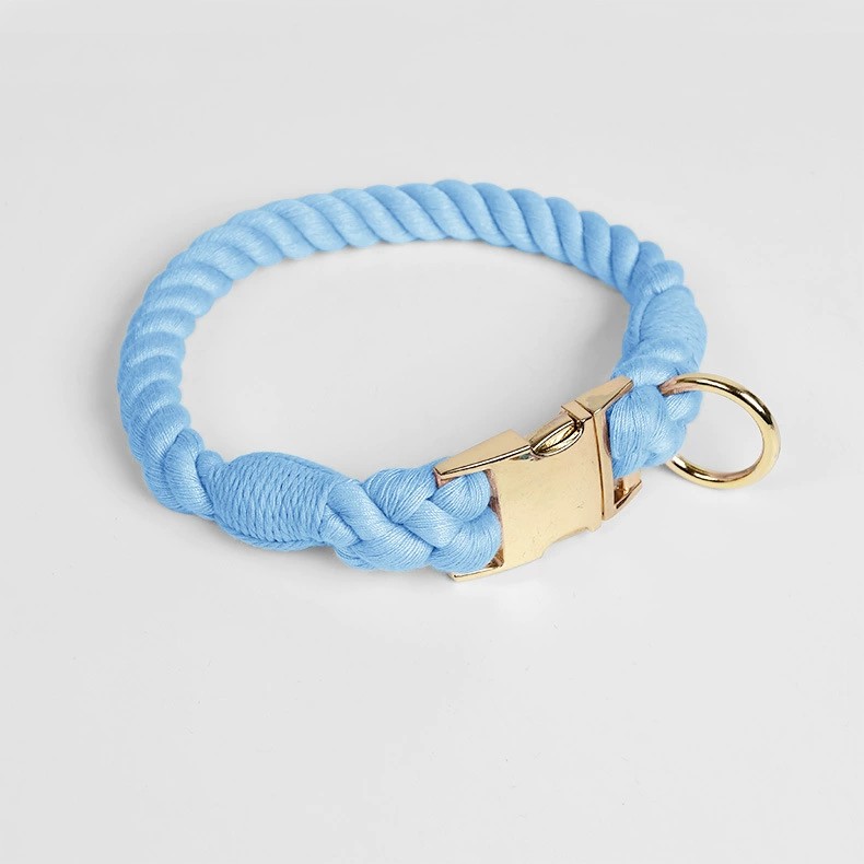Hand woven colorful cotton rope pet collar, leash, medium to large dog