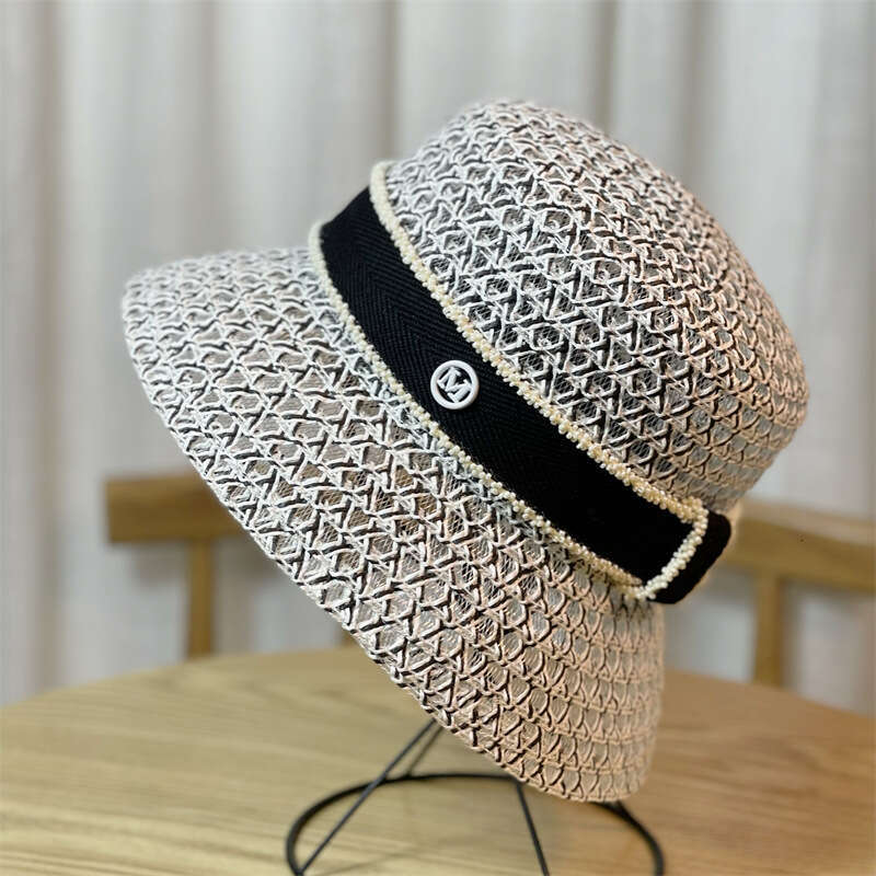 New Style Letter Water Bucket Fisherman Straw Children's Spring Summer Outs Sunshade Net Red and White Pot Hat Tide