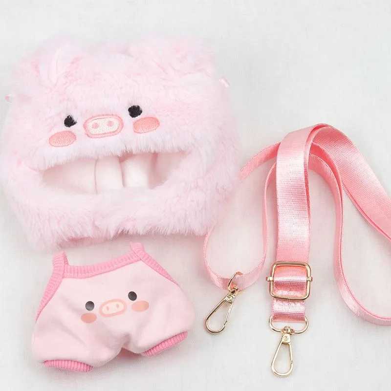10cm 20cm cotton doll clothing cute pink pig head cover with hanging jumpsuit and toy doll accessoriesT250318