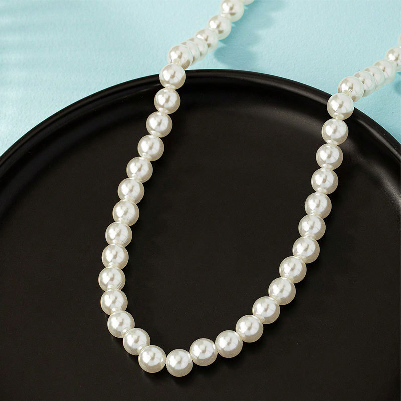 6/8mm Imitation Pearl Necklace Women's Highlighter ABS Artificial Pearl Choker Collarbone Chain Jewelry