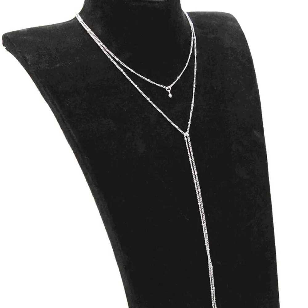2024 Simple Gold and Silver Chain Necklace Long Bead Tassel Necklace Womens Necklace Collier Ras Du Cou W250318