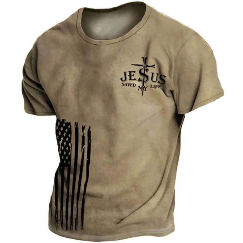 Retro Christian T-shirt with Jesus 3D print casual short sleeved oversized cross top T-shirt for summer fashion streetwear men's T-shirt