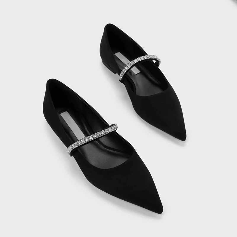 Rhine Pointed Toe luxury shoes Wen Chic denim Mary Janes shoes Flats womens elegant black low H pump shoes new Y250317