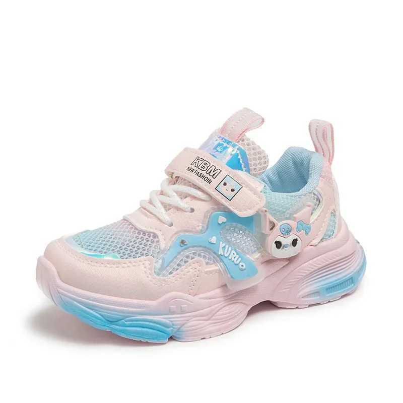 Childrens Kuromi casual sports shoes girls cute bow leather breathable board shoes students running shoes sports shoes W250318