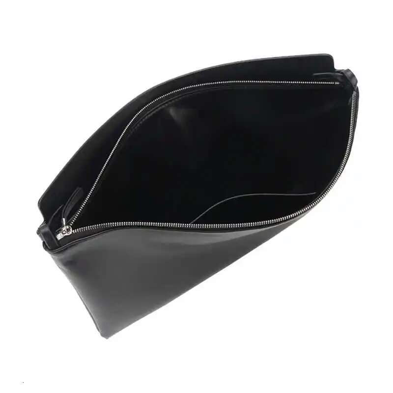 MABULA Black Genuine Cow Leather Envelope Hobos Handbag High Quality Women Underarm Shoulder Bag Ladies Fashion Work Brief Case