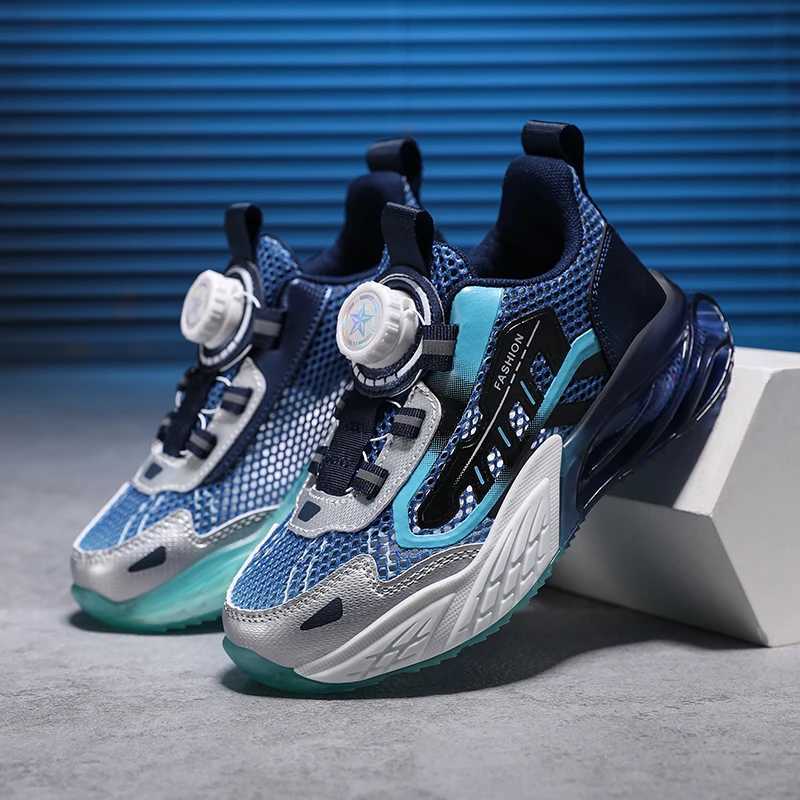 Children Fashion Sports Shoes Boys Girls Casual Rotary Buttons Outdoor Sneakers Breathable Soft Bottom Kids Mesh Running ShoesXJ250318