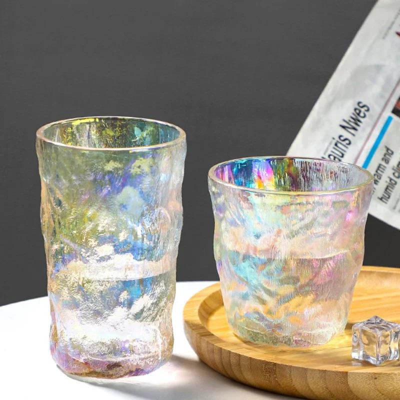 300ml/380ml Modern Colorful Glass Cup Juice Tea Cold Drink Cups Cocktail Glass Drinking Glasses Glacier Wine Glass Holiday Gifts 250317