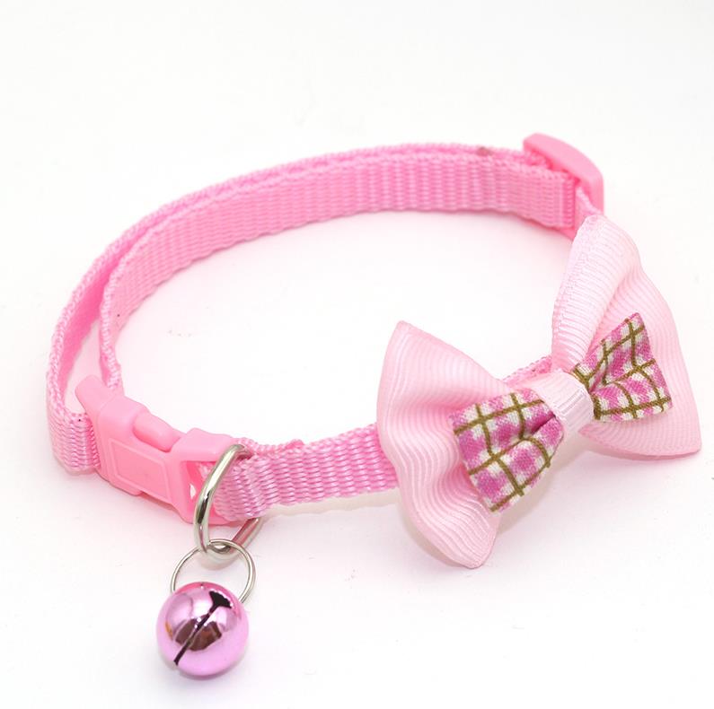 Cute Pet Collar Adjustable Buckle Plaid Bow Tie Colorful Dog Puppy Cat Collars With Bell Accessories Adjustable Pet Dressing Tools ni125