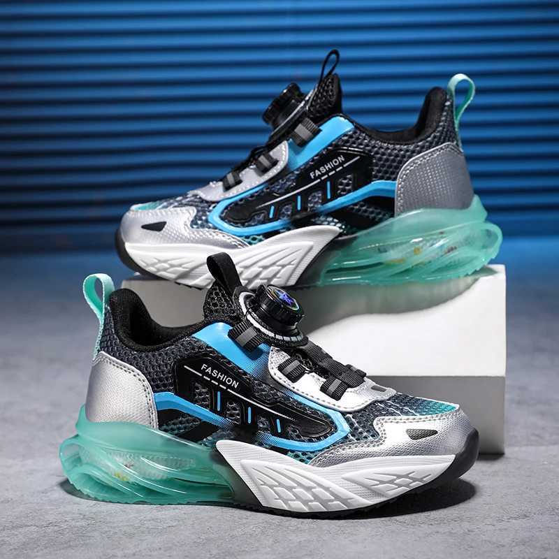 Children Fashion Sports Shoes Boys Girls Casual Rotary Buttons Outdoor Sneakers Breathable Soft Bottom Kids Mesh Running ShoesXJ250318