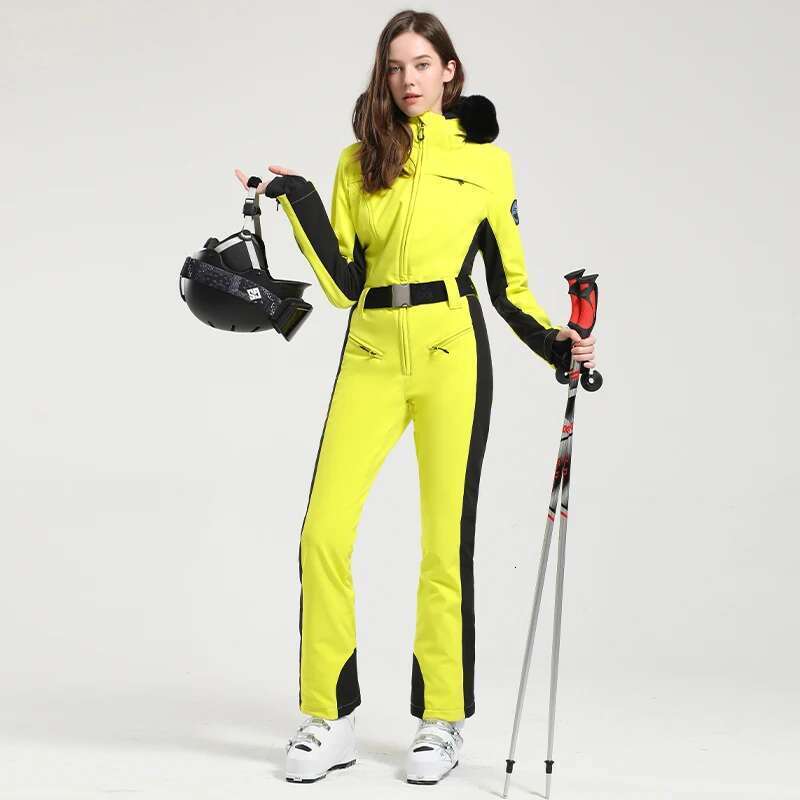 Tight Dress GSOU SNOW One-Piece Ski Suit Women Thickening Snowboard Female Overalls Winter Windproof Waterproof Breathable Clothing Skiing