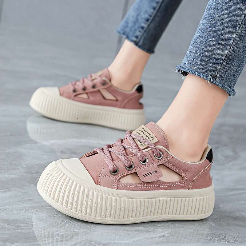 New Trend Summer Women's Baotou Hollow Out Breathable Soft Comfortable Board Flat Thick bottom Outdoor Casual Shoes