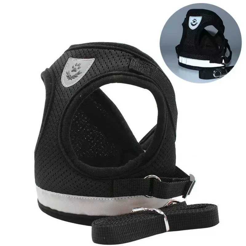 Reflective cat and dog harness anti escape pet net vest breathable outdoor pet supplies kitten accessoriesT250318