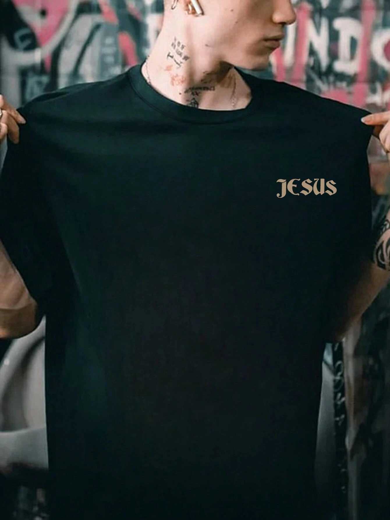 Jesus Men Cotton T-shirt Luxury Brand Fashion Big Size Top Casual Short Sleeve Streetwear Classic New Arrival Print Tee S-4XLXJ250318
