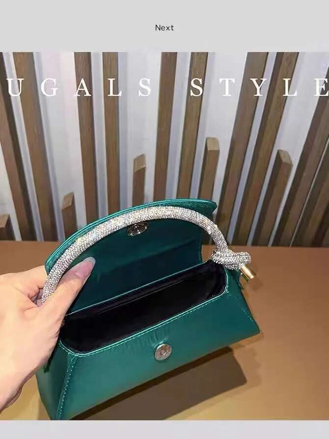 Fashion Women's Handbag Satin Square Glitter Shiny Dia Handle Evening Wedding Party Clutch Purse Shoulder Bag