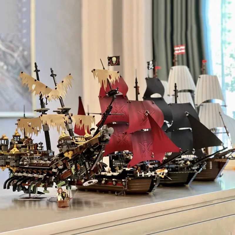 Black Pearl Silent Mary Empire Flagship Queen Anne Revenge Caribbean Pirates Building Blocks Building Blocks ToyXJ250318