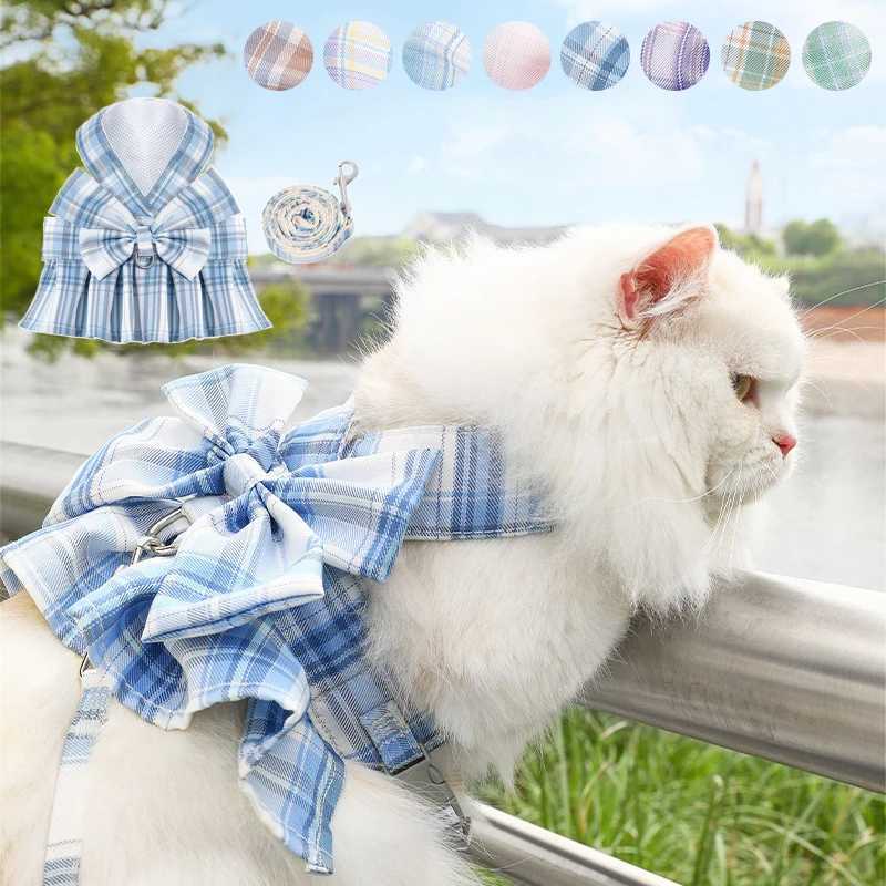 Cat Harness with Leash Set Adjustable Cute Pet Harness For Cats Dogs Polyester Outdoor Walking Cat Lead Leash Pet SuppliesT250318