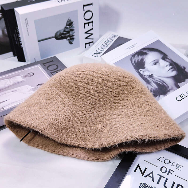 Solid color knitted basin for women elegant spring and autumn temperament, fisherman with simple bucket hat