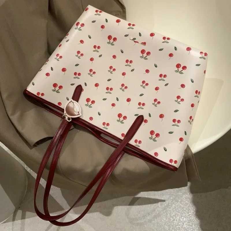 Sweet ry Print Totes for Wen 2024 New High-capacity PU Shoder Bag All Mah Off Lady Vintage PU Handbag Bolsos Z250318