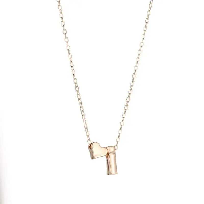 26 Letters Fashion Tiny Heart Dainty Initial Neck Gold and Silver Color Letter Name Choker for Women Pendant Jewelry Gift W250318