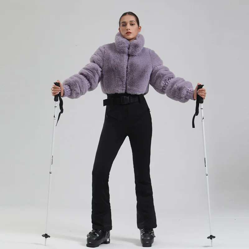 Tight Dress GSOU SNOW Womens Ski Suits One Piece Snowsuit Snowboard Faux Fur Slim Jumpsuit Overall Insulated Windproof Outdoor Winter