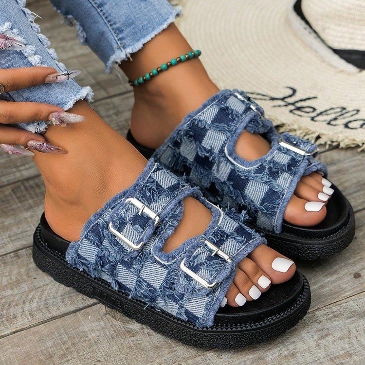 free shipping designer sandals Denim luxury slippers slides blue dark blue indoor outdoor sports casual shoe trainers sneakers