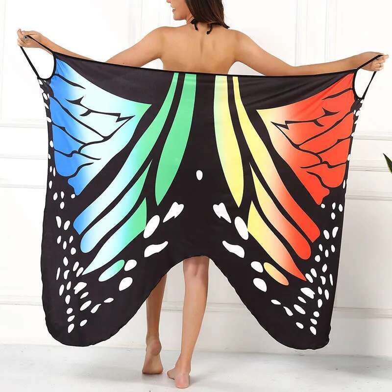 Sexy butterfly print cover swimsuit women's summer dress waist jacket bikini swimsuit sarong skirt wallet swimsuit elegant women's swimsuit