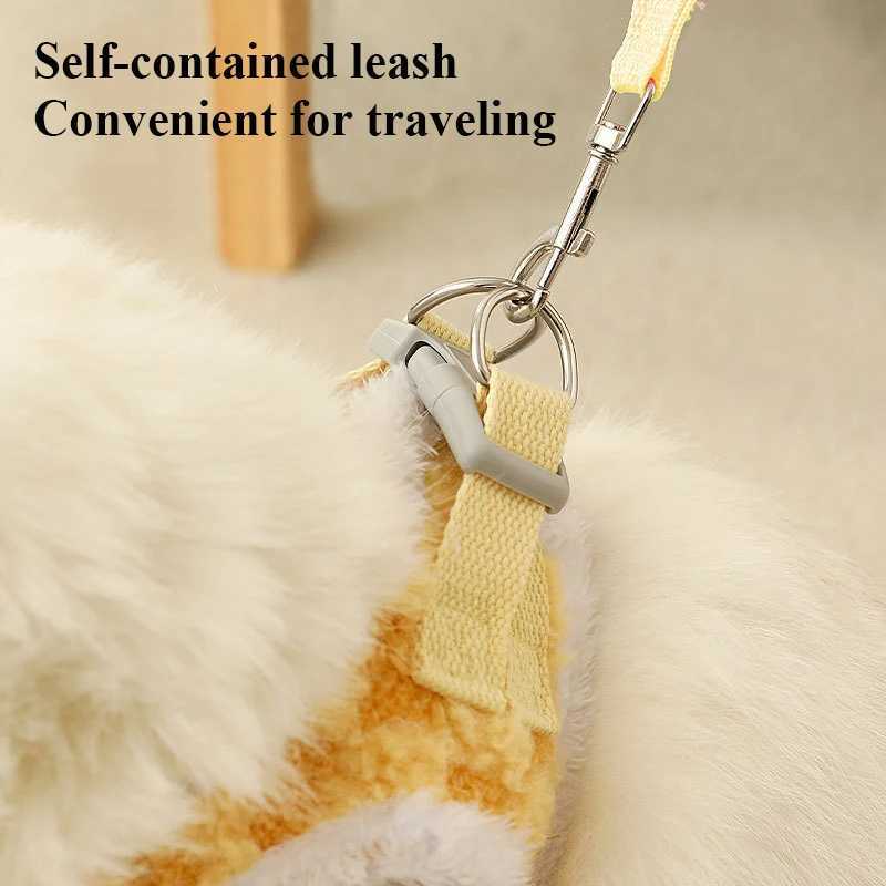 Warm cat harness set soft winter wool pet harness suitable for kitten escape adjustable cat walking lead strap pet suppliesT250318