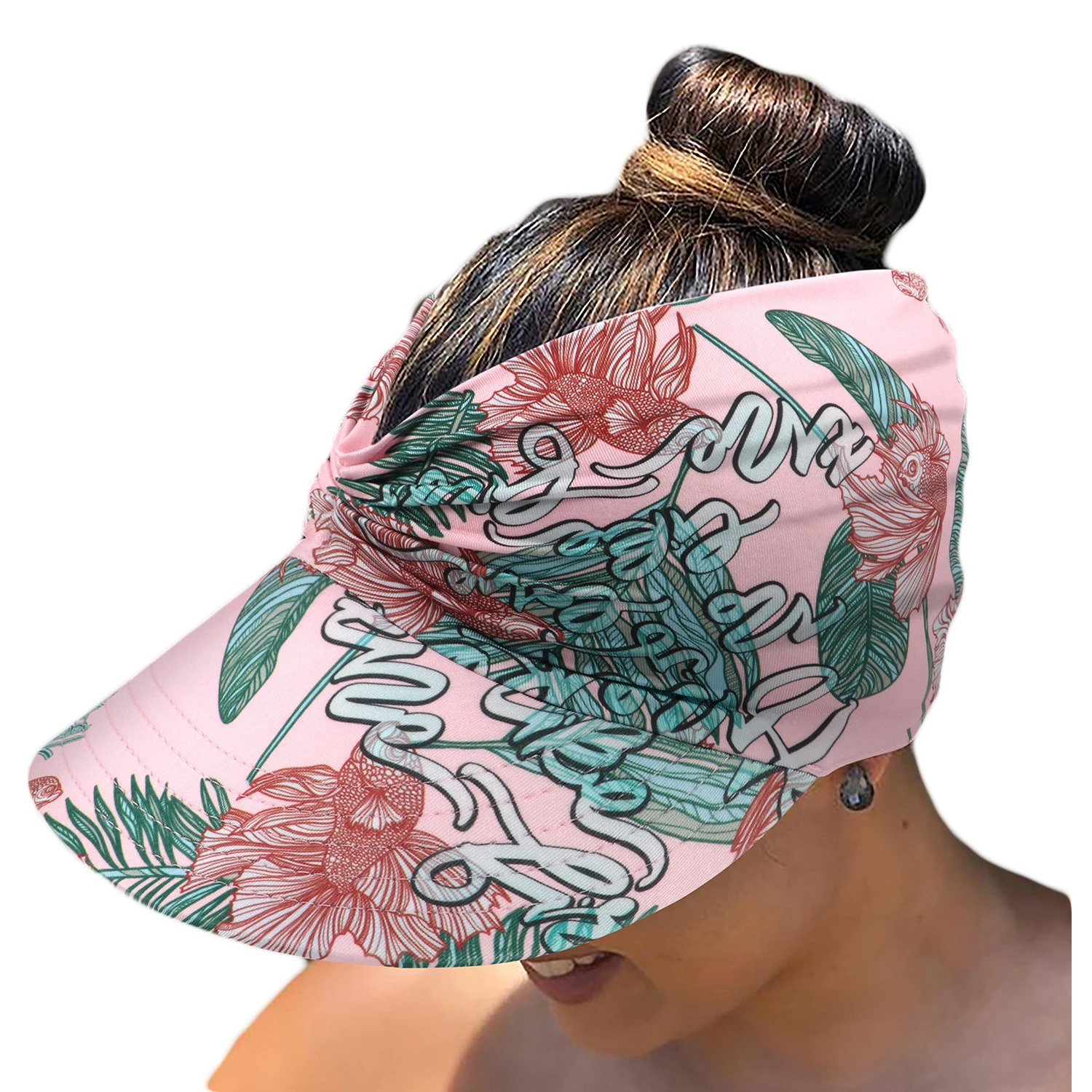 Women Sun Visor Hat Flora Printing Wide Brim Summer UV Protection Beach Sport Cap For Women Packable Summer Beach 250313