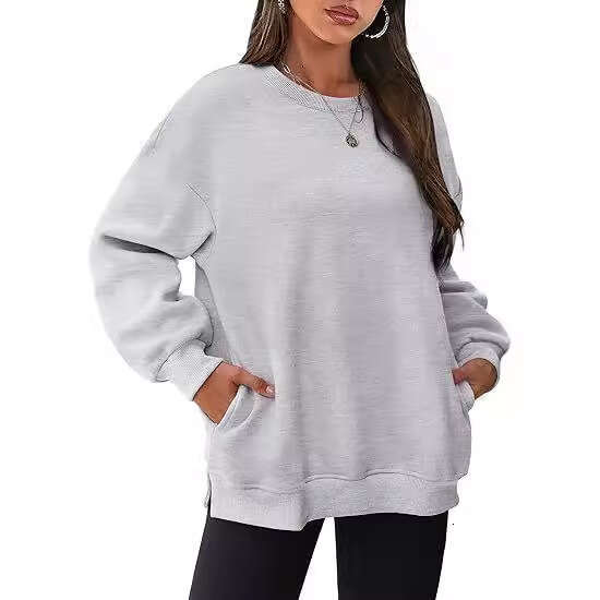 popular European and American women's round neck pullover oversized loose veet long sleeved sweatshirt 2025 versatile new trend clothing ins