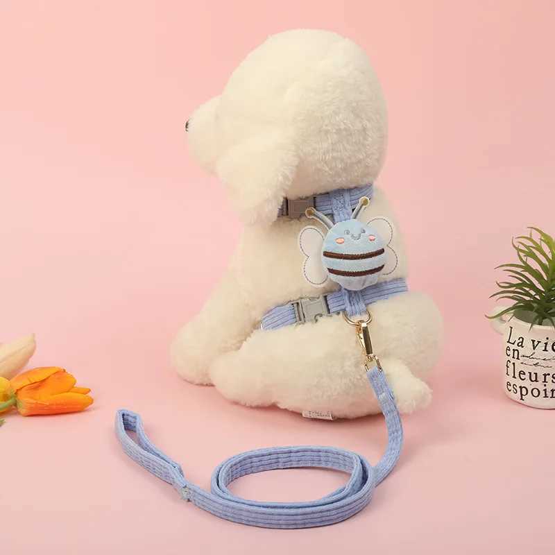 Pet Strap Set Cute Bee Dog Cat Strap Soft Adjustable Outdoor Walk Prevent Loss Dog Cat Strap Pet SuppliesT250318