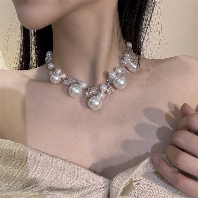 Xiaoluoke Retro Multi Pendant Imitation Pearl Crystal Bead Necklace Womens Elegant Earring Set Jewelry W250318