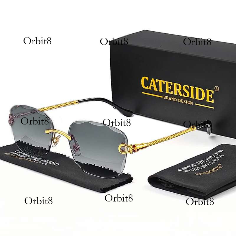 CATERSIDE Retro Fashion Sunglasses Women Men Brand Designer Rimless Gradient Sun Glasses Shades Cutting Lens Ladies Eyeglasses
