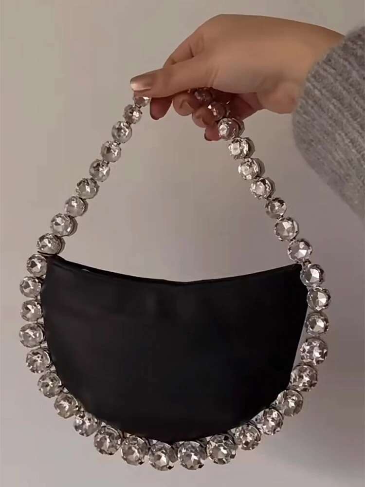 Glitter Shiny Water-Drop Evening Crystal Rhies Dia Women's Handbag Wedding Party Clutch Purse Shoulder Bag