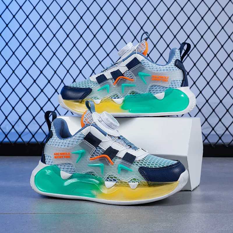 Boys and girls summer single net rotary buckle glow-in-the-dark sneakers Breathable walking shoes 2313 W250318