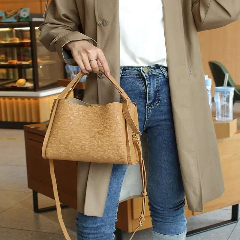 2024 Newest High Quality Bucket Genuine Leather Shoulder Handbag Women Bags Designer Ladies Soft Messenger Bag