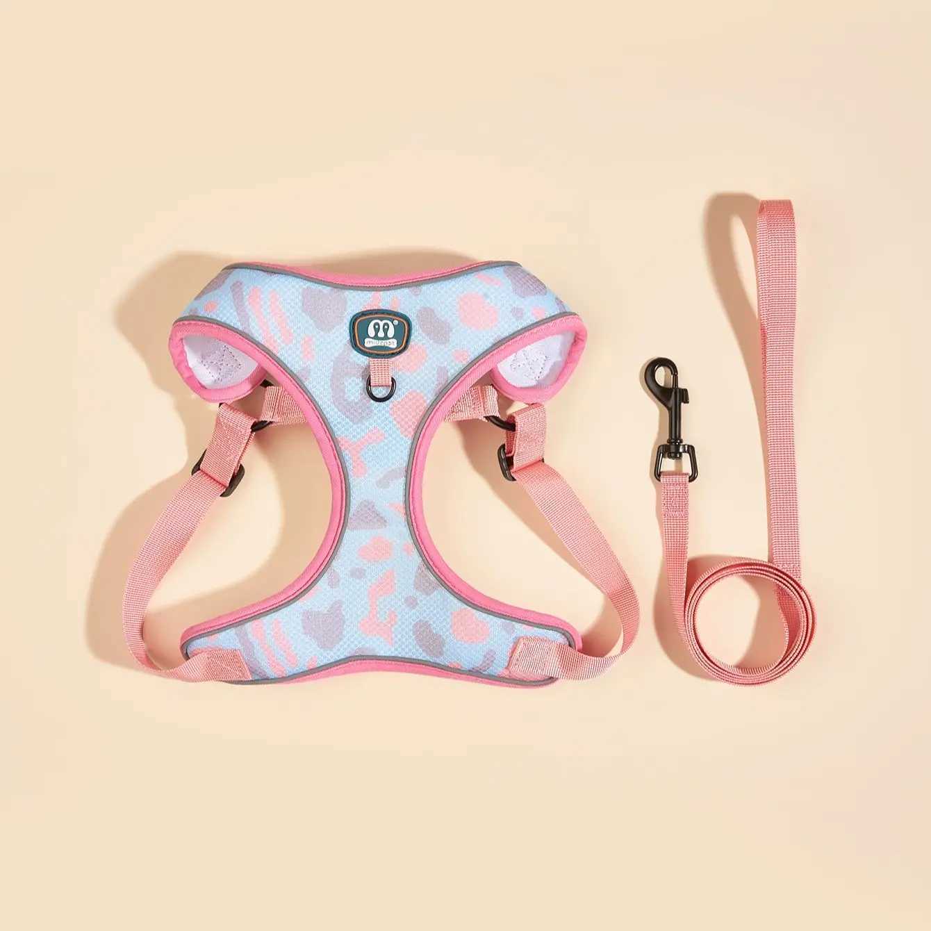 Newly launched adjustable soft mesh stylish design pet harness and belt setT250318