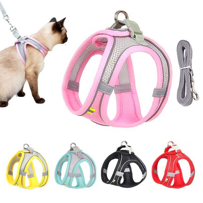 Leak proof cat harness and belt set adjustable mesh dog harness vest small dog pet walking LED belt small dog cat XXST250318