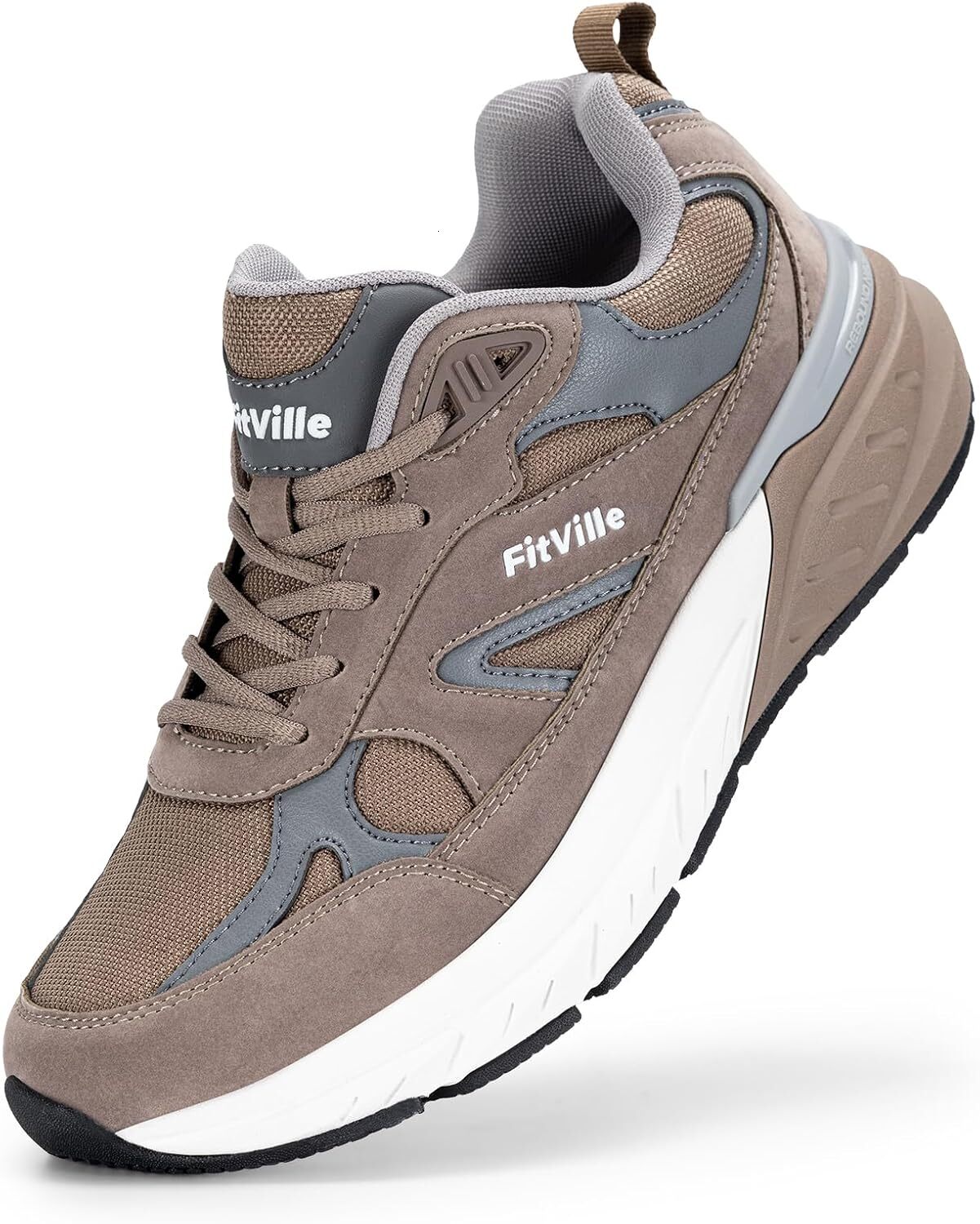 Men's wide walking shoes with ultra wide sports shoelaces and arch support, suitable for relieving plantar fasciitis with flat heel pain - reboun