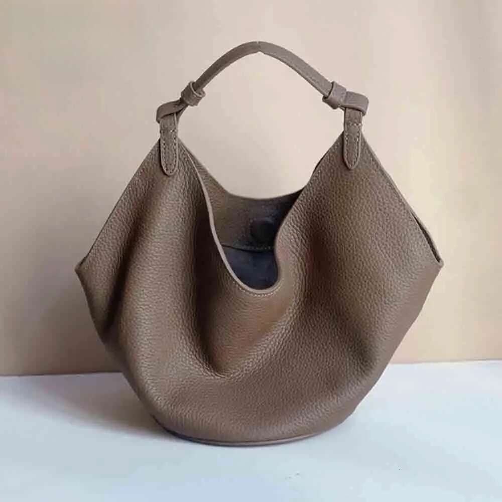 New Woman Bag Cowhide Leather Designer Bags Soft Underarm Shoulder Satchel Tote Retro Pouch Black