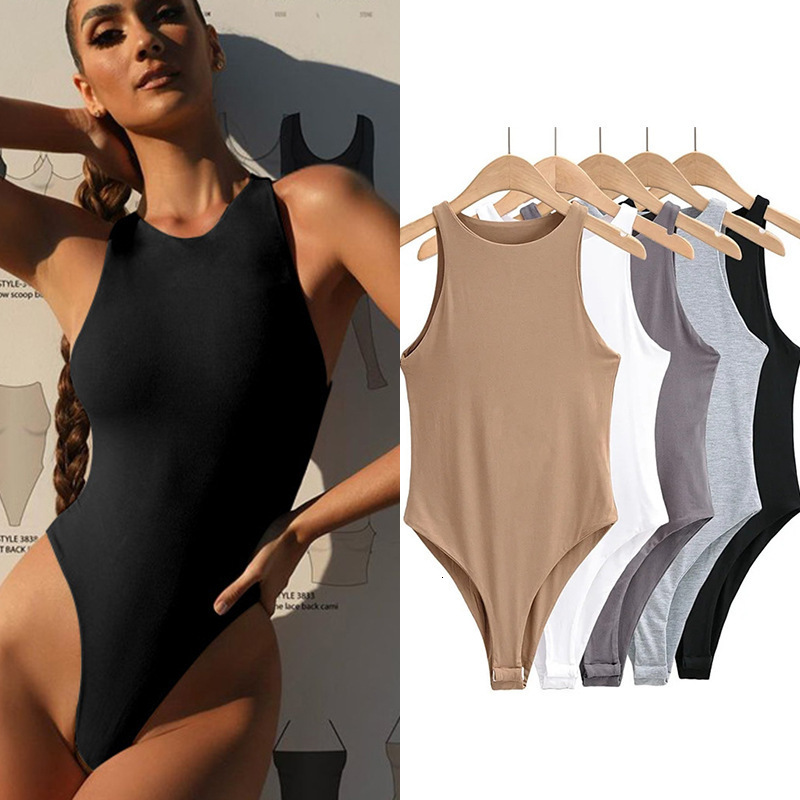 Wind Explosive Summer Women's Sexy Off Shoulder Round Neck Solid Color Sleeveless Bottomed Jumpsuit