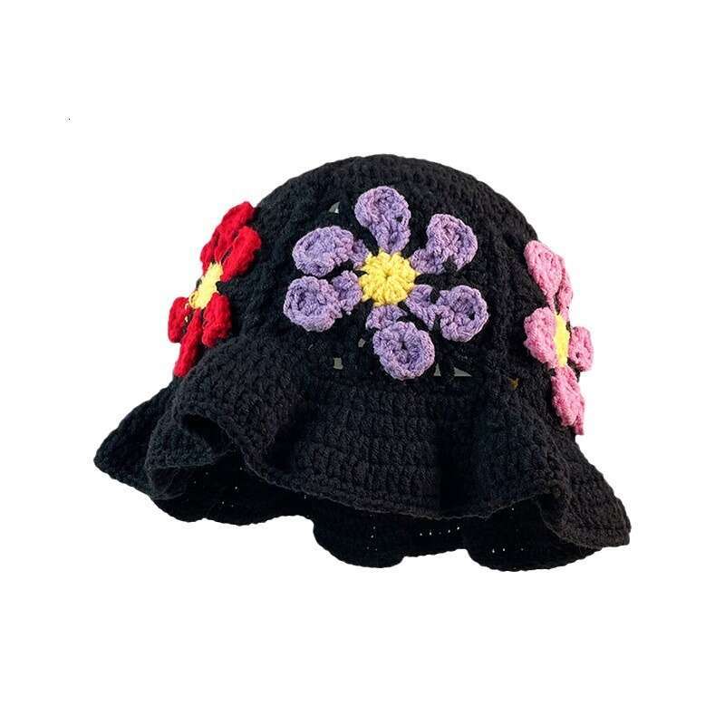 Small and niche flower knitted children's handmade yarn small face, hollowed out fisherman hat, female trend