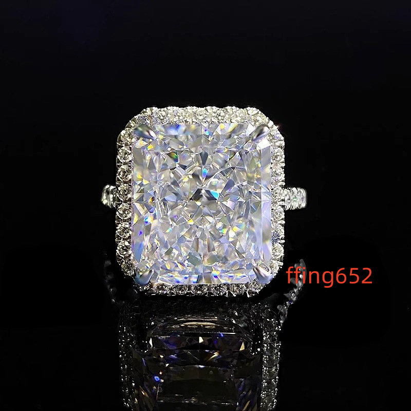 Handmade 8ct Moissanite Diamond Ring 100% Real 925 sterling silver Party Wedding band Rings for Women Men Engagement Jewelry