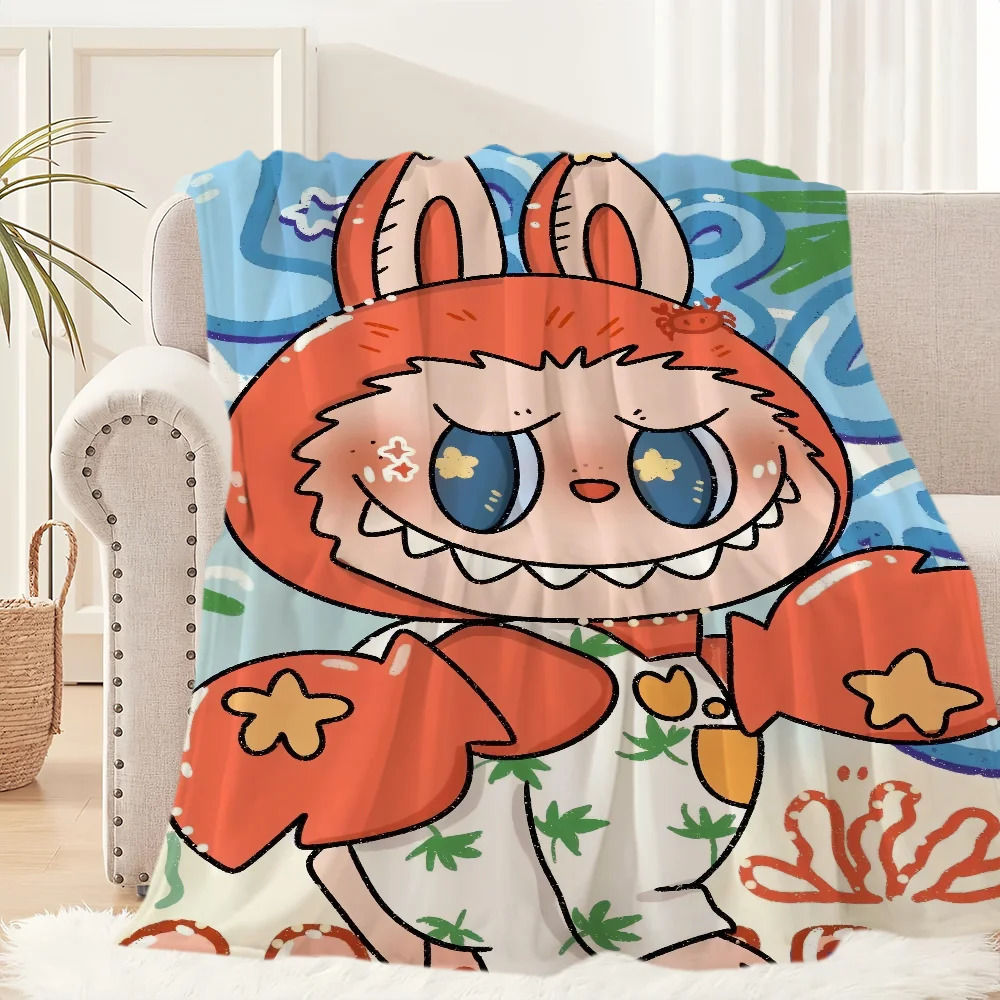 Cartoon L-Labubus-S Monster Lovely Blanket Plush Nap Sofa rug for Living Room Warm Office Bedroom Birthday Home Travel Kid Gifts 250317