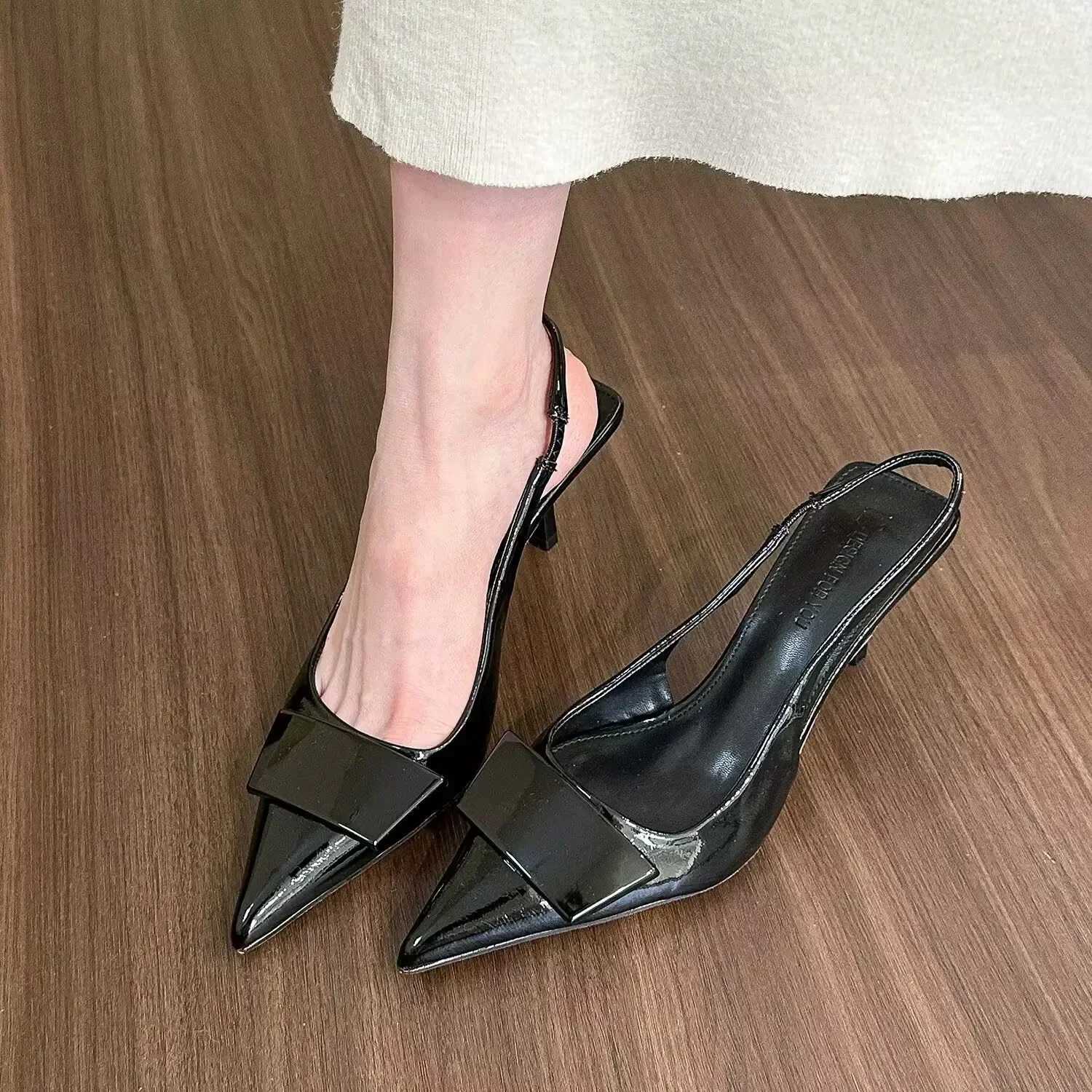 Pointed Toe Heeled Sandals Elegant Shallow Medium H Fi Pump Spring 2025 Trend Designer Dress Party Women Y250317