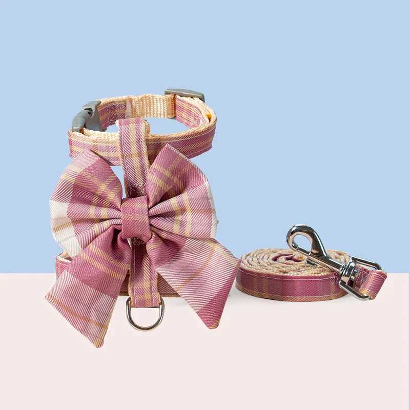Cat Dog Collar Cute Pet Harness with Breast Strap Traction Rope Cat Clothes Harness Vest Princess Puppy Kitten AccessoriesT250318